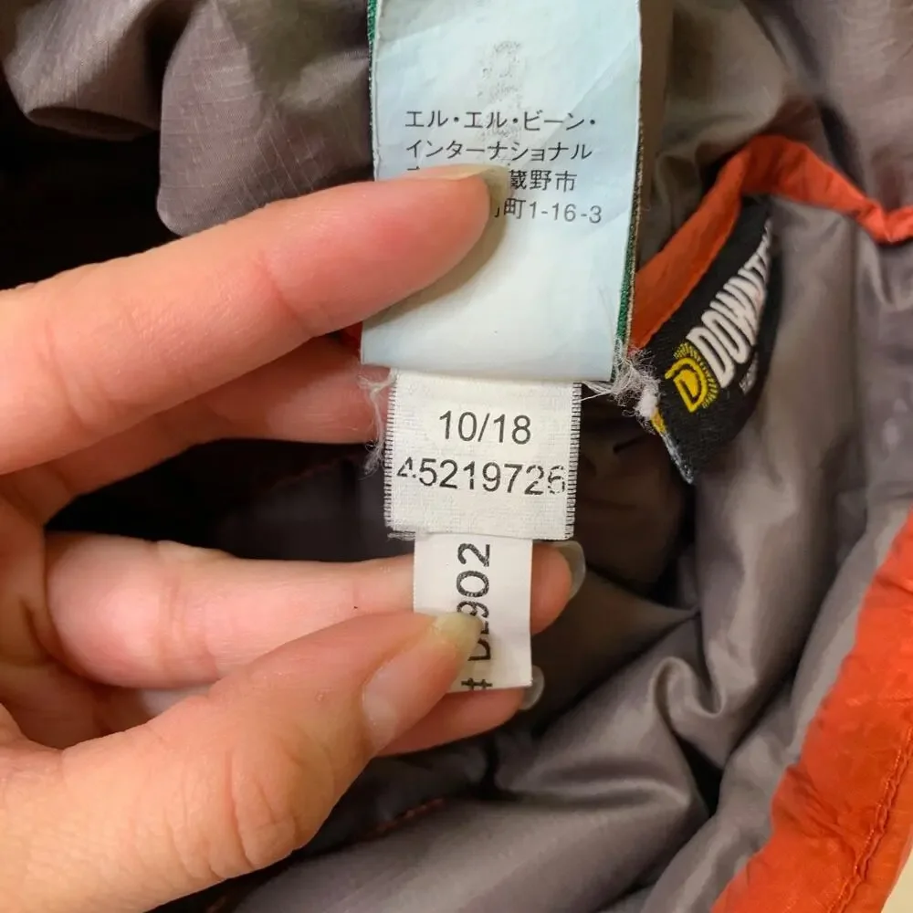 LL Bean Jacket Teen Big Boy XL Pimento Ultralight Goose Down Hooded Reflective